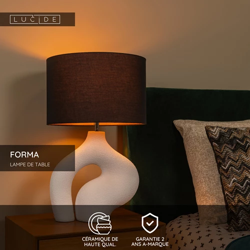 Lucide FORMA - Lampe de table - 1xE27 - Blanc - USP